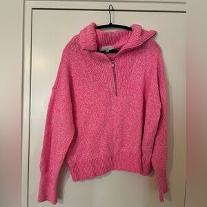 [NWT] Hot Pink Quarter Zip Pullover Sweater, size XL | Loft